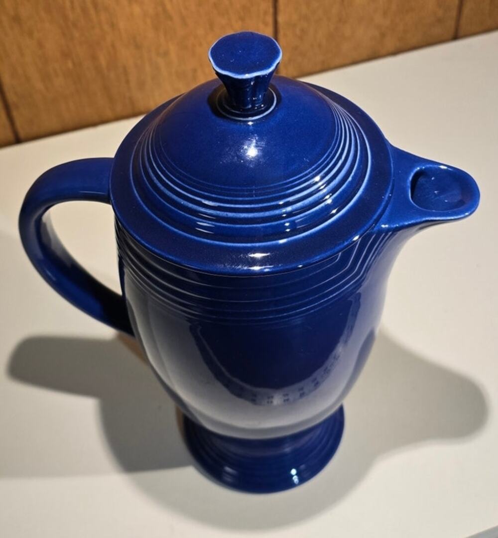 Vintage Fiesta Coffee Pot Cobalt Blue Homer Laughlin HLC USA Lid